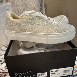 Betsy Johnson pearl embellished sneakers